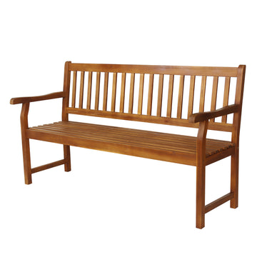 Laurel Slat-Back 600-Lbs Support Acacia Wood Outdoor Garden Patio Bench - JONATHAN Y